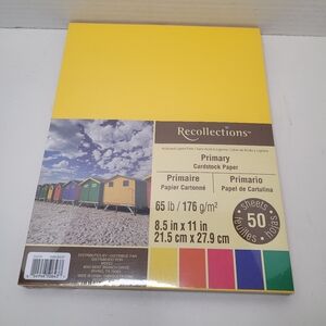 Recollections Primary Cardstock Paper Yellow Orange Pink BlueGreen 50 Sheets NEW
